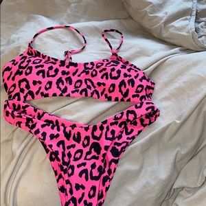 Neon pink cheetah bikini